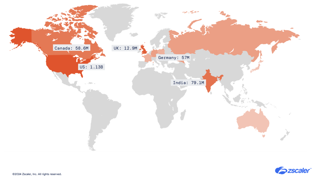 mapa global destacou os principais alvos de golpes de phishing dos países