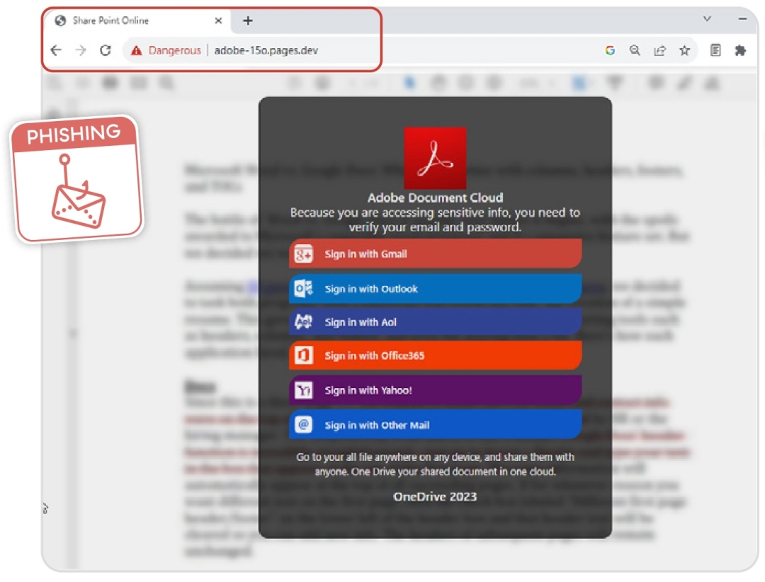 Figura 2: Campanha de phishing com tema Adobe